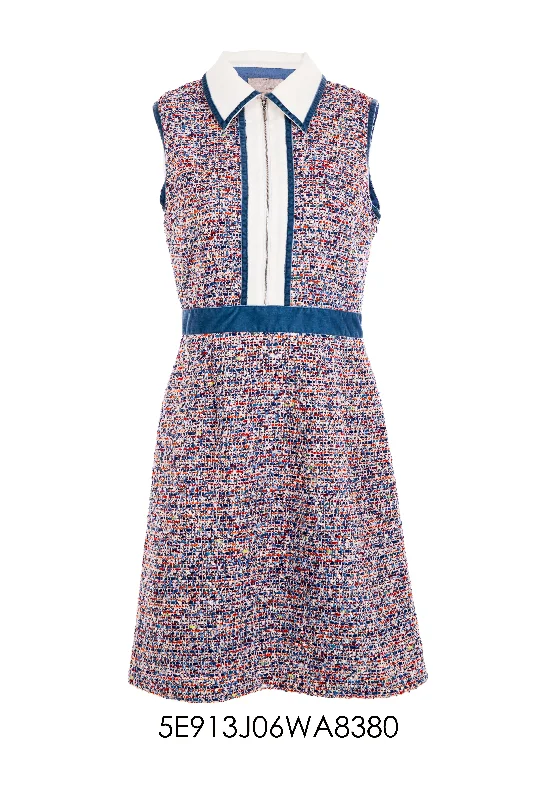 Tweed bump sleeveless dress