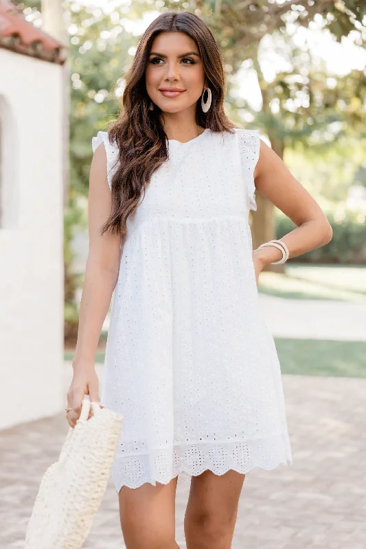 You Found My Heart White Round Neck Lace Romper Dress FINAL SALE