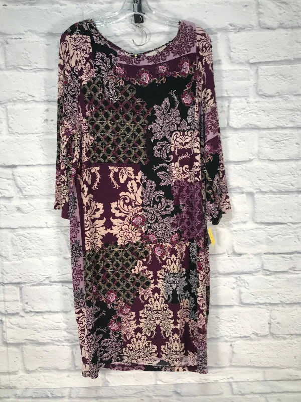 Dress Casual Midi By Chicos In Purple & Tan, Size: M