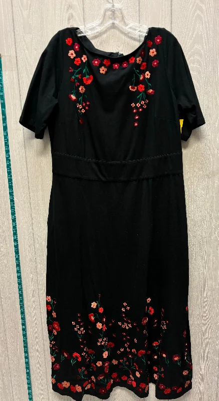 Dress Casual Midi By Eshakti In Black & Red, Size: Xl