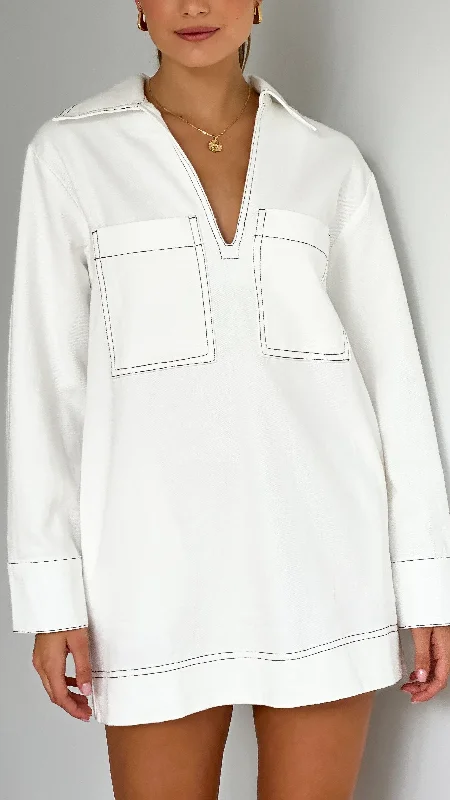 Tara Long Sleeve Mini Dress - White