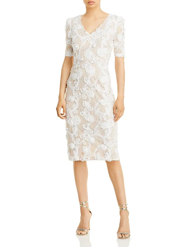 Womens Lace Knee-Length Cocktail and Party Dress