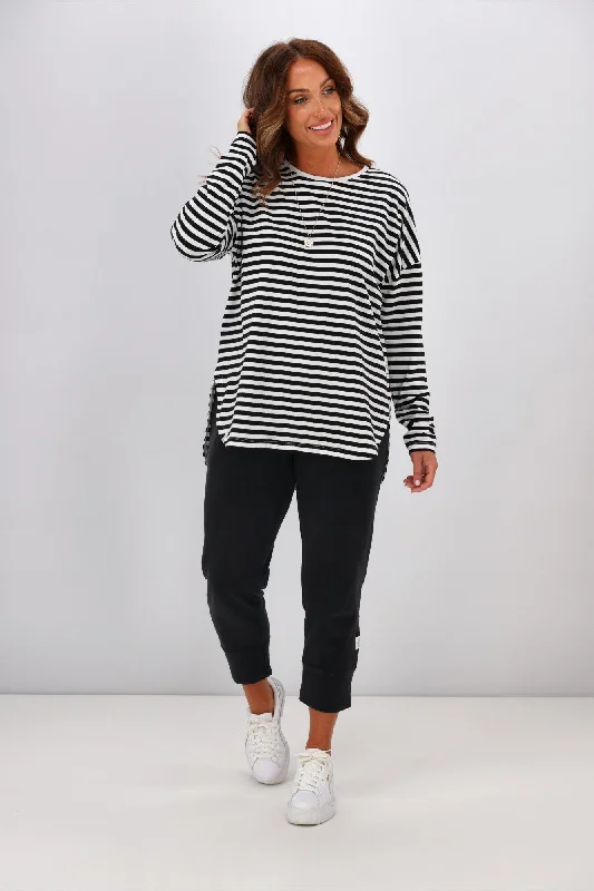 Elm Lauren L/S Tee Black & White Stripe