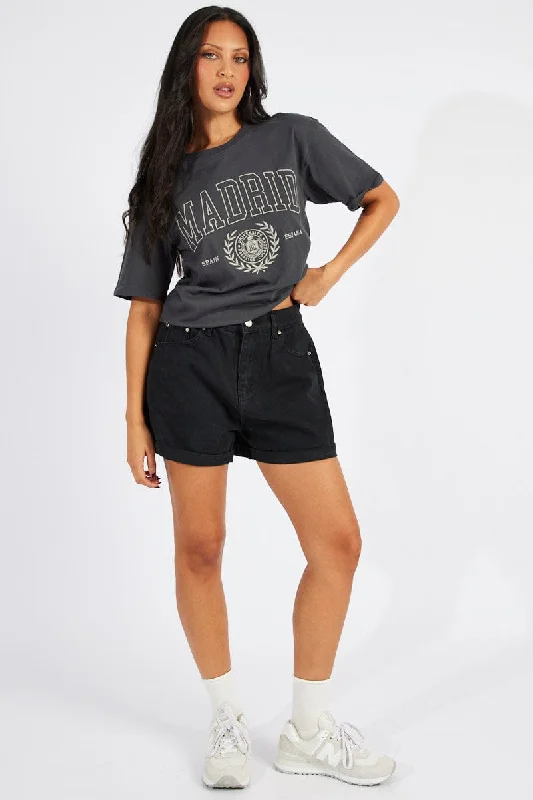 Grey Graphic Tee Short Sleeve