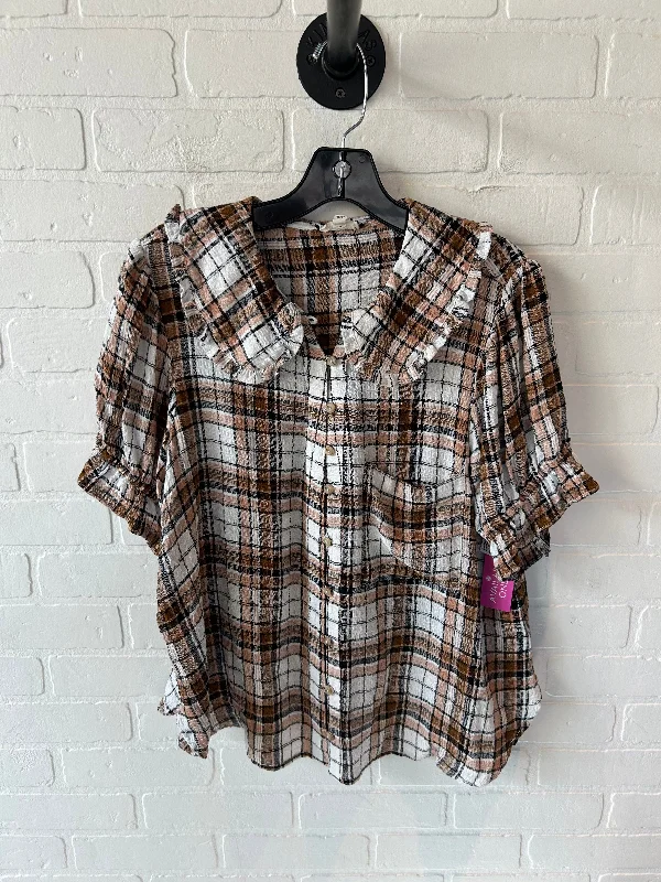 Top Short Sleeve By Pilcro In Brown, Size: L