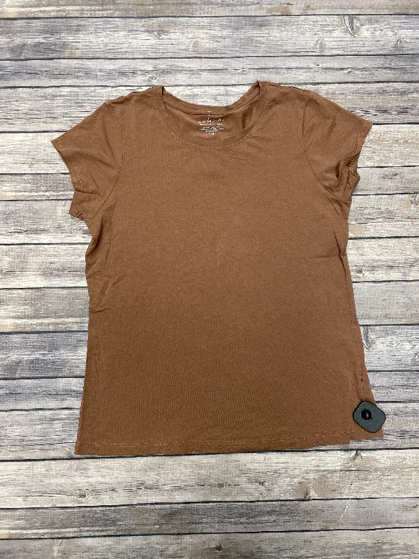 Top Short Sleeve By Tahari By Arthur Levine In Brown, Size: L