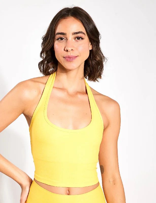 Spacedye Well Rounded Cropped Halter Tank - Sunflower Heather