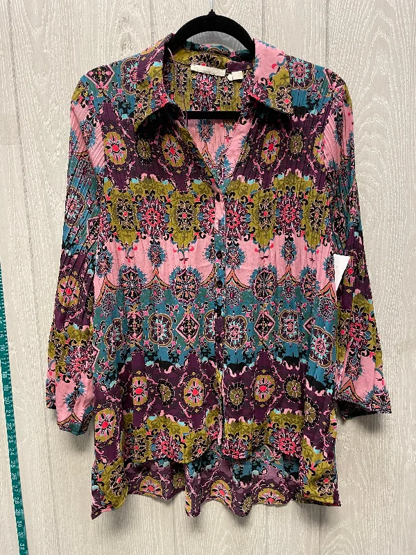 Blouse 3/4 Sleeve By Sunny Leigh In Floral Print, Size: Xl