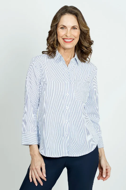 Cali Girls Stripe Blouse with Herringbone Pocket