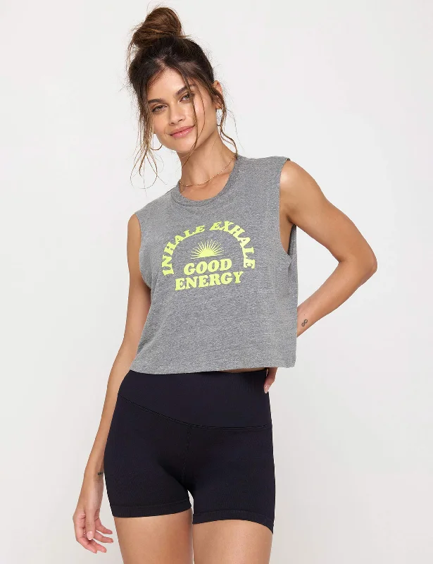 Good Energy Callie Crop Tank - Heather Grey