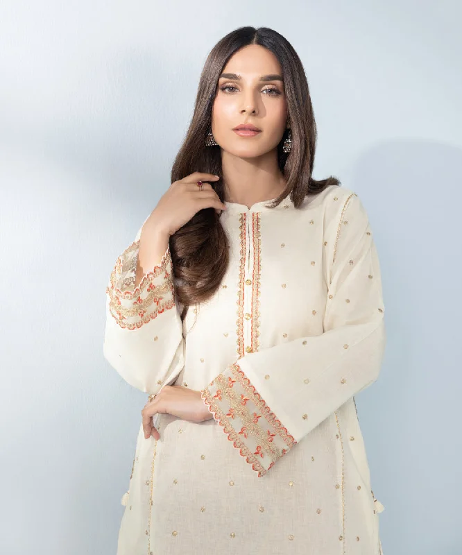 2 Piece - Embroidered Khaddar Suit