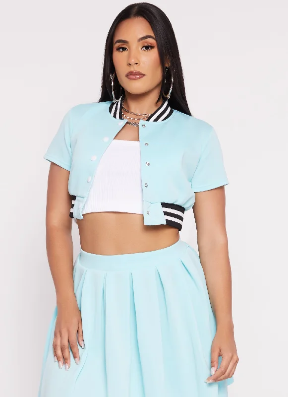 Daisy Short Sleeve Cropped Bomber Jacket