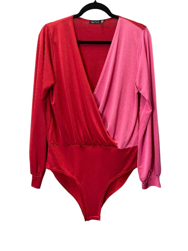 Bodysuit By Boohoo Boutique In Pink & Red, Size: Xl