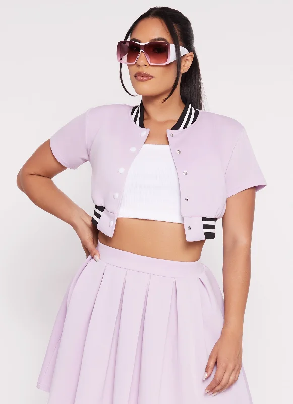 Daisy Short Sleeve Cropped Bomber Jacket