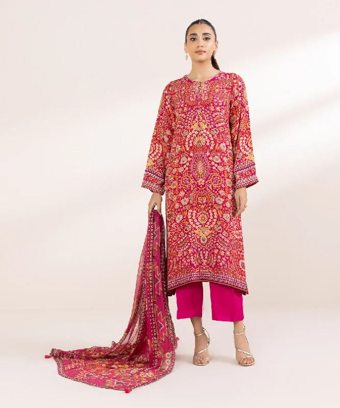 3 Piece - Printed Silk Suit