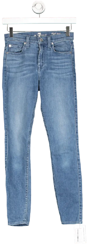 7 For All Mankind Blue High Waisted Skinny Jeans W23