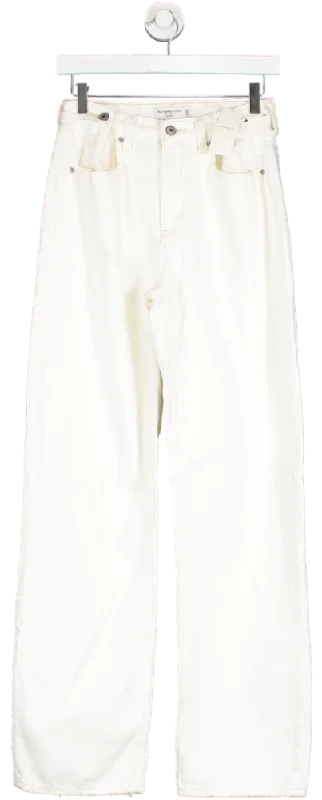 Abercrombie & Fitch White The Loose High Rise Jean - Long Length W24