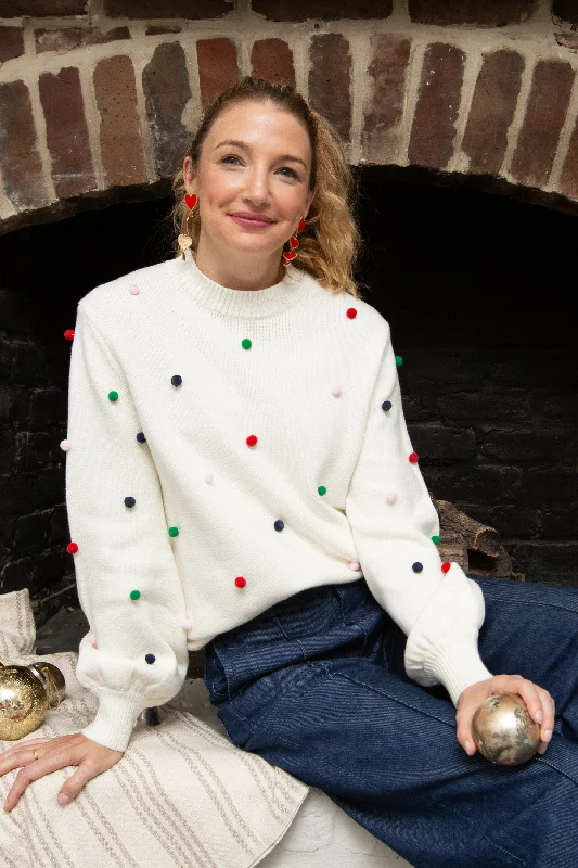 Holiday Pom Pom Crew Neck Sweater