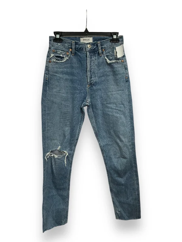 Jeans Straight By Agolde In Blue Denim, Size: Xxs