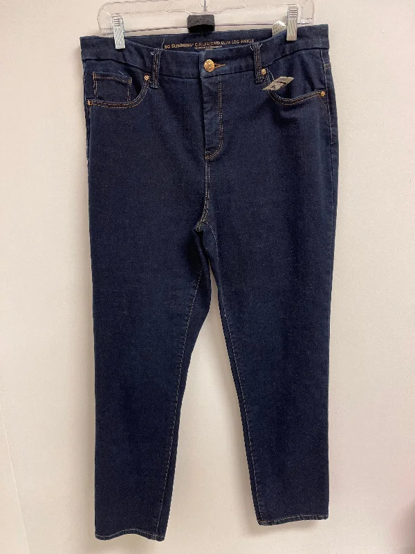 Jeans Straight By Chicos In Blue Denim, Size: 10