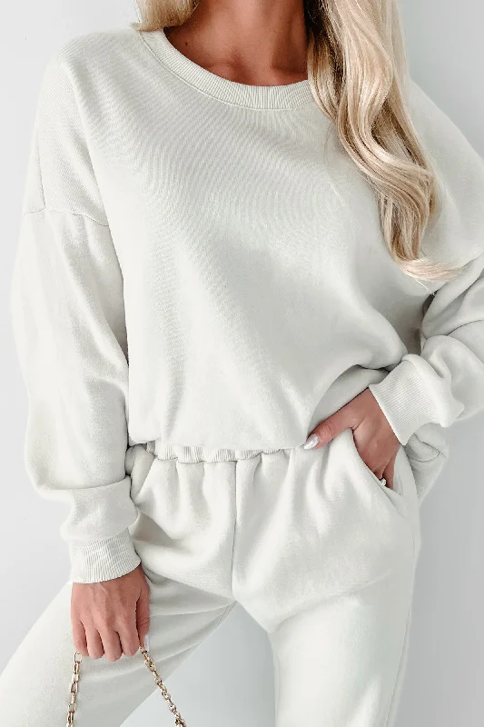 Lazy Weekend Oversized Fleece Sweatshirt (Sand)