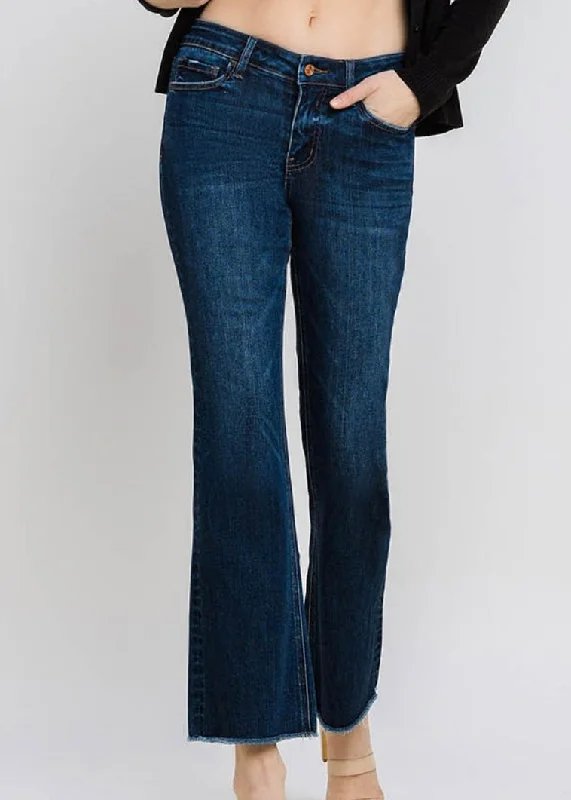 Lovervet Mid Rise Raw Hem Kick Flare Jeans