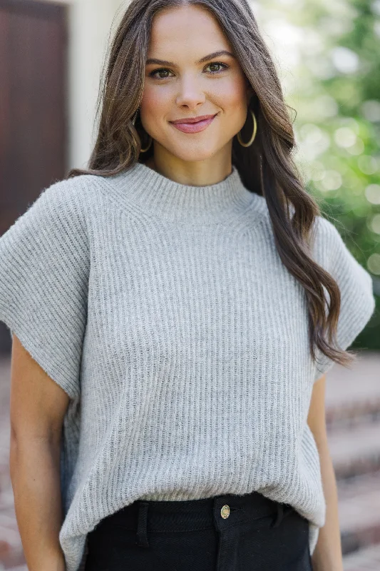 The Slouchy Gray Short Sleeve Sweater