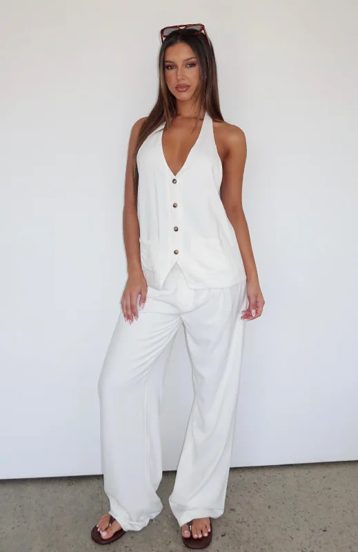 Icing On The Cake Linen Pants White